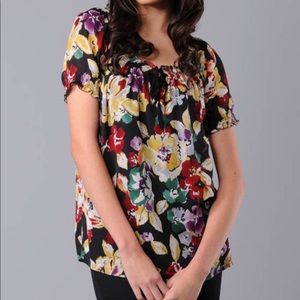JOIE floral print top with tie neck!